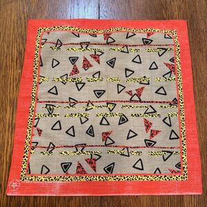 VTG Bandana Wamcraft Made USA 21" x 20” Cowboy Core Western Geometric Leopard